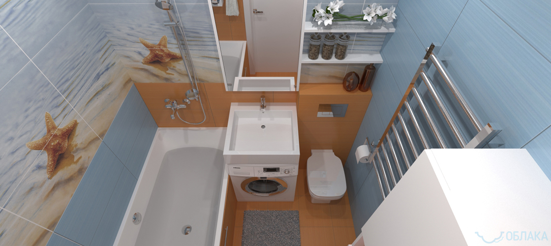 Дизайн решение ванной комнаты. Облако №53 - рис.1