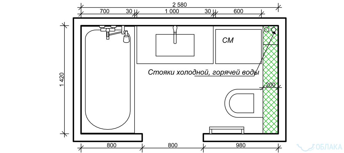 Дизайн решение ванной комнаты. Облако №87 - рис.5