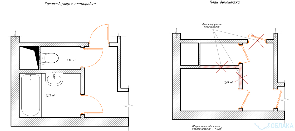 Дизайн решение ванной комнаты. Облако №76 - рис.1