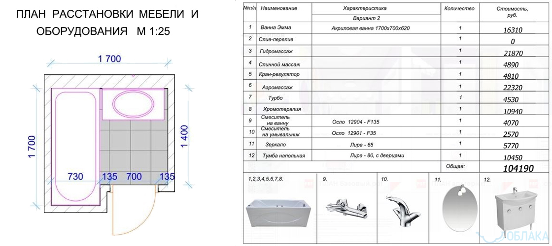 Дизайн решение ванной комнаты. Облако №32 - рис.3