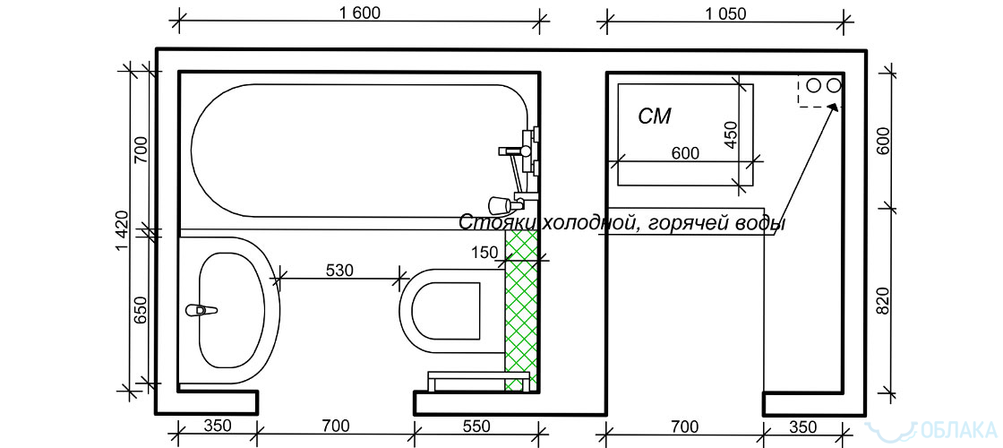 Дизайн решение ванной комнаты. Облако №88 - рис.4