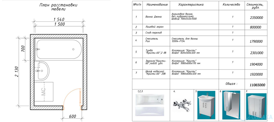 Дизайн решение ванной комнаты. Облако №36 - рис.3