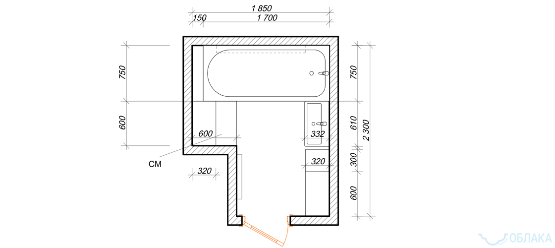 Дизайн решение ванной комнаты. Облако №16 - рис.6