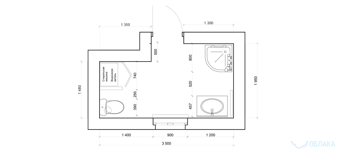 Дизайн решение ванной комнаты. Облако №97 - рис.9