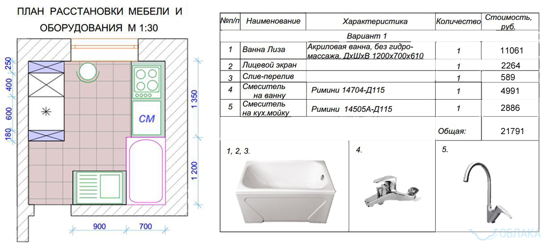 Дизайн решение ванной комнаты. Облако №5 - рис.4